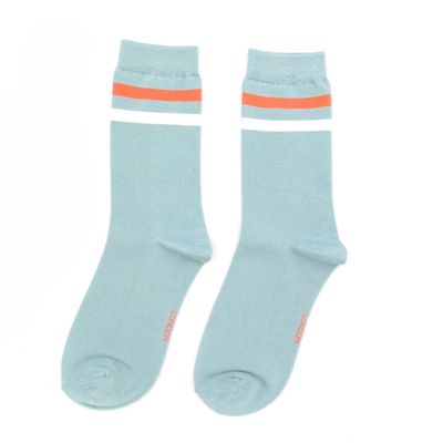 MISS SPARROW Duck Egg Stripe Sports Bamboo Socks   Size 4 to 7