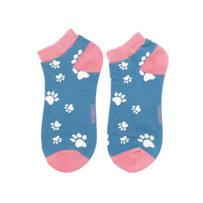 Dog Paw Print Trainer Socks No Show Bamboo Super Soft MISS SPARROW