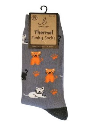 Bartleby Thermal Funky Cat Socks Cotton Mix Size 4 to 8