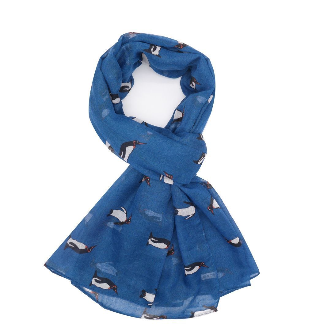 Pure Fashions Penguin Scarf Blue Soft Lightweight Polyester