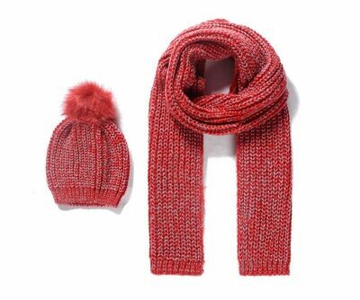 Red Knitted Scarf & Bobble Hat Set Red Knitted Scarf & Bobble Hat Set