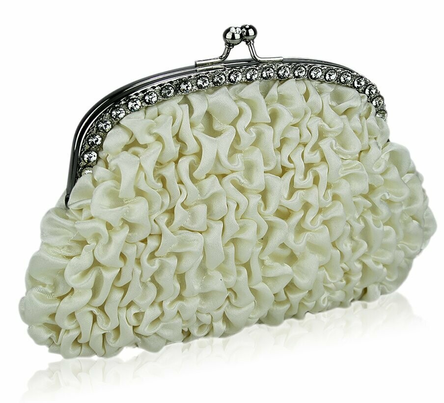 Ladies Bridal Cream  Clutch Bag Weddings Evening Bride