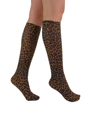 PAMELA MANN Leopard Socks Over The Knee 80 Denier