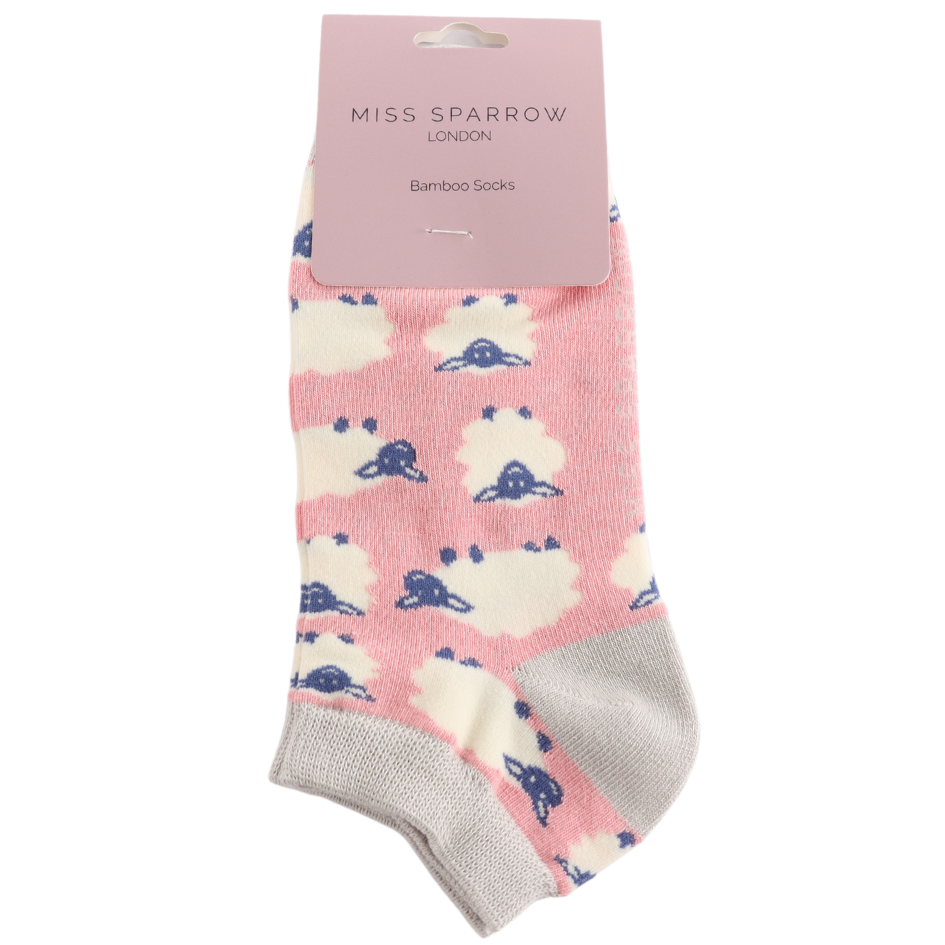 Sheep Trainer Socks Pink  No Show Bamboo MISS SPARROW