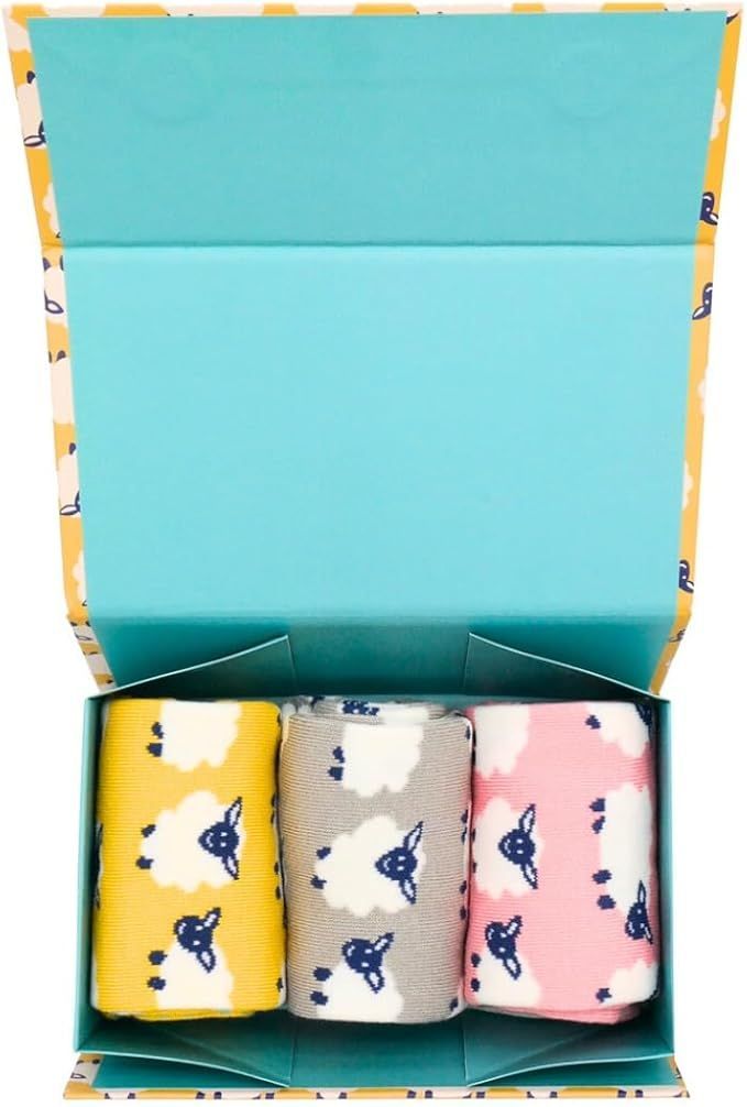 MISS SPARROW Sheep Socks 3 Pairs Gift Box Bamboo Blend