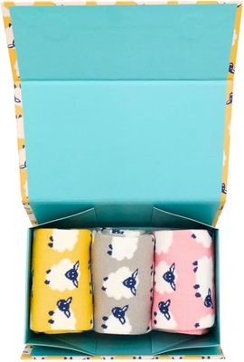 MISS SPARROW Sheep Socks 3 Pairs Gift Box Bamboo Blend