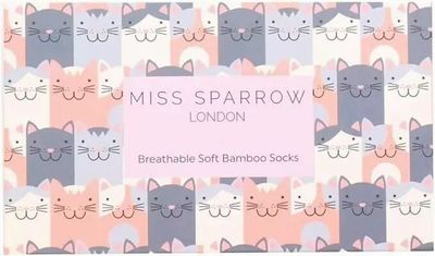 MISS SPARROW Cat Socks 3 Pairs Gift Box Bamboo Blend
