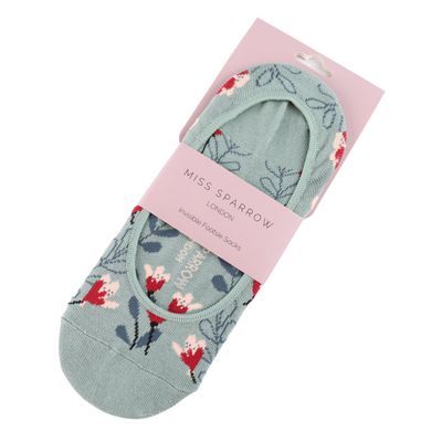 Miss Sparrow Wild Flower Footsie Socks No Show Invisible Cotton Blend