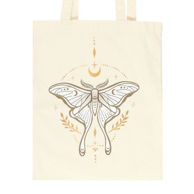 Light Luna Moth Polycotton Tote Bag Beach Shopping Travel