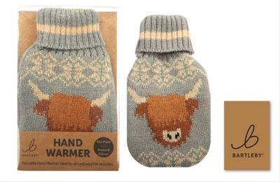 1 x Highland Cow Hairy Coo Hand Warmer Gel Pack With Knitted Cover
