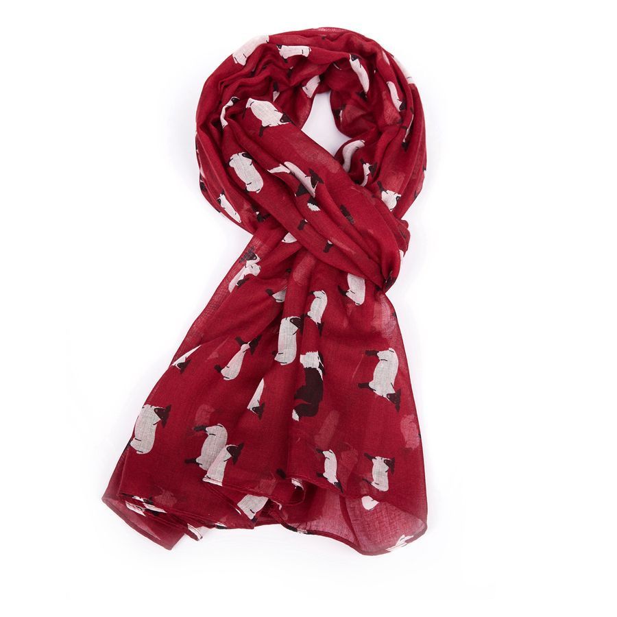 Pure Fashions Sheep Herd and Dog Red Scarf