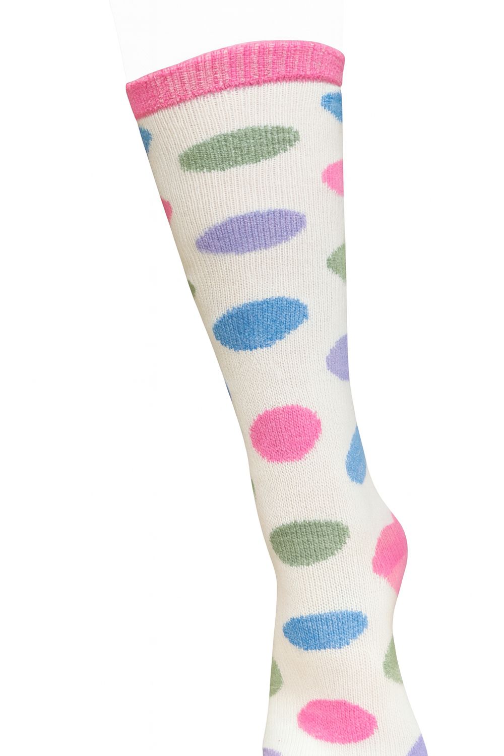 Zelly Boot Welly Socks Cream Circle Pink Toes