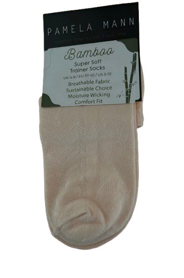 2 Pairs Pamela Mann Trainer Socks No Show Super Soft Bamboo Blend Peach