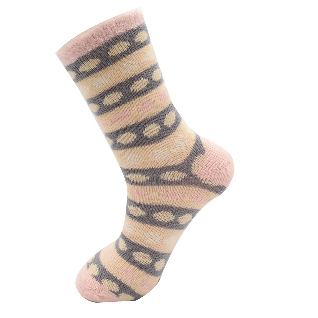 MISS SPARROW Super Soft  Fluffy Winter Socks Pink Grey 3 to 7