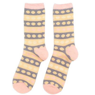 MISS SPARROW Super Soft Fluffy Winter Socks Pink Grey 3 to 7