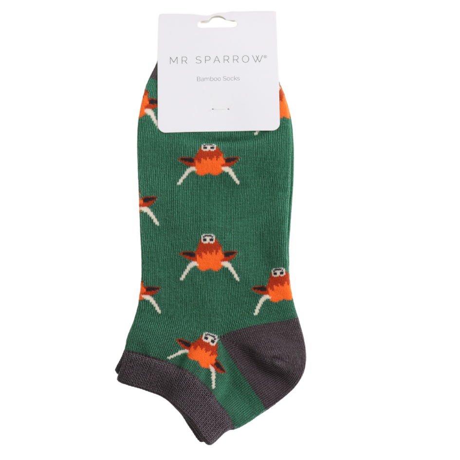 Mr Sparrow Trainer Socks Highland Cow Hairy Coo Green