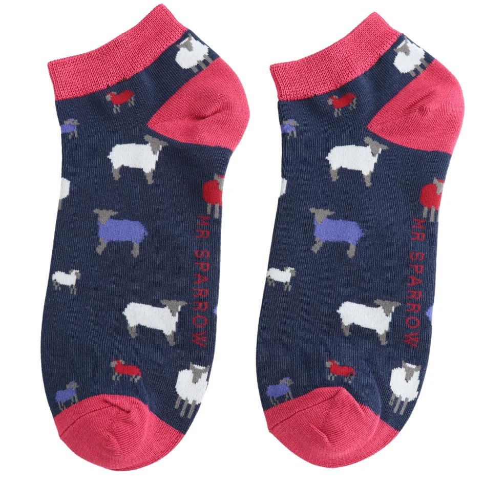 Mr Sparrow Trainer Socks Sheep Family Blue