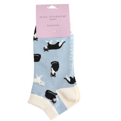 Miss Sparrow Cats Trainer Socks Blue