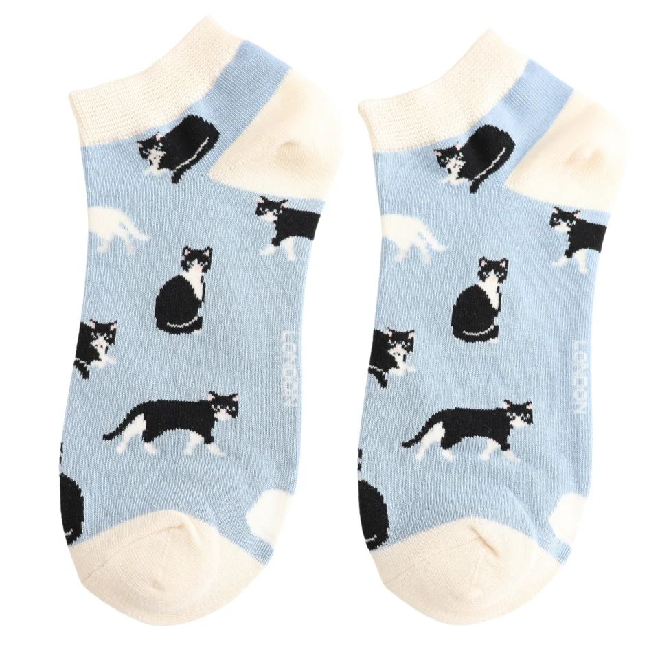 Miss Sparrow Cats Trainer Socks Green