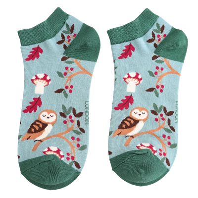 Miss Sparrow Trainer Socks Woodland Owl Duck Egg