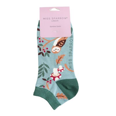 Miss Sparrow Trainer Socks Owl Duck Egg
