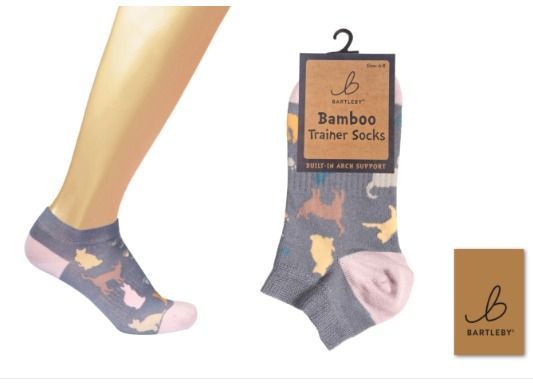 Bartleby Cat Silhouette Trainer Socks Bamboo Mix Arch Support