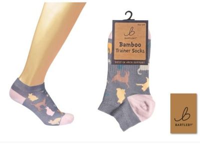 Bartleby Cat Silhouette Trainer Socks Bamboo Mix Arch Support