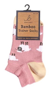 Bartleby  Pink Fluffy Sheep Trainer Socks Bamboo Mix Arch Support