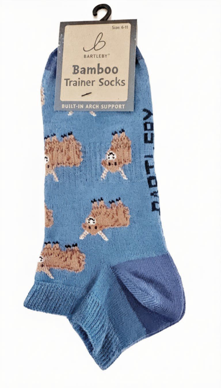 Bartleby  Mens Highland Cow Trainer Socks Bamboo Mix Arch Support
