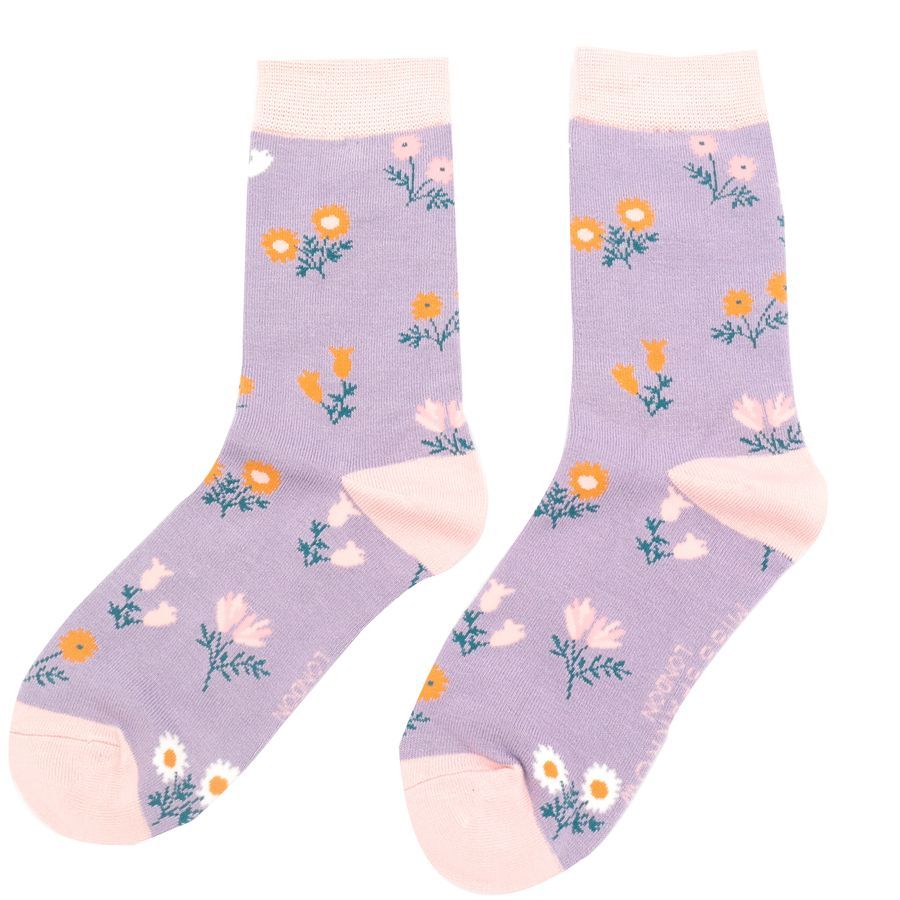 MISS SPARROW Floral Lilac Bamboo  Socks 4 to 7