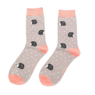MISS SPARROW Sleepy Hedgehog Socks  Grey Soft Bamboo Blend