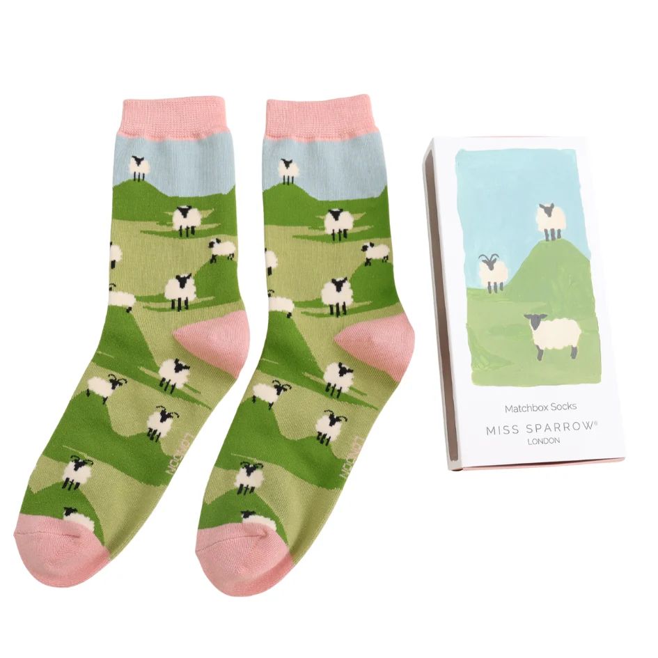 Miss Sparrow Highland Sheep Matchbox Socks  The Perfect Gift
