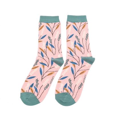 MISS SPARROW Berry Branches Socks Dusky Pink