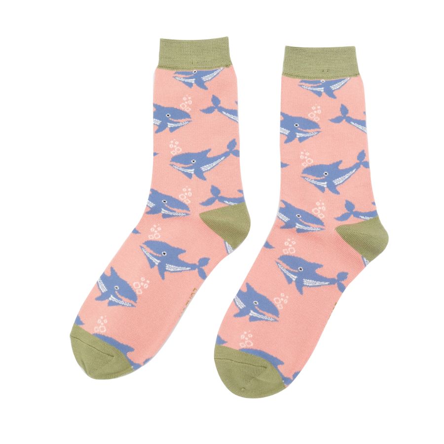 Whales Socks Dusky Pink MISS SPARROW