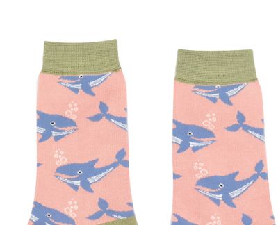 Whales Socks Dusky Pink MISS SPARROW