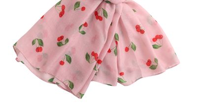 Pure Fashions Pink Cherry Scarf Soft Lightweight Polyester