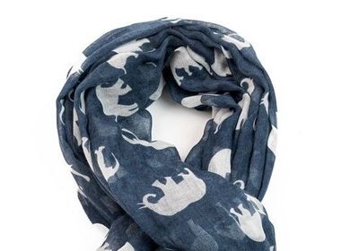 Pure Fashions Navy Elephant Scarf Soft Lightweight Polyester