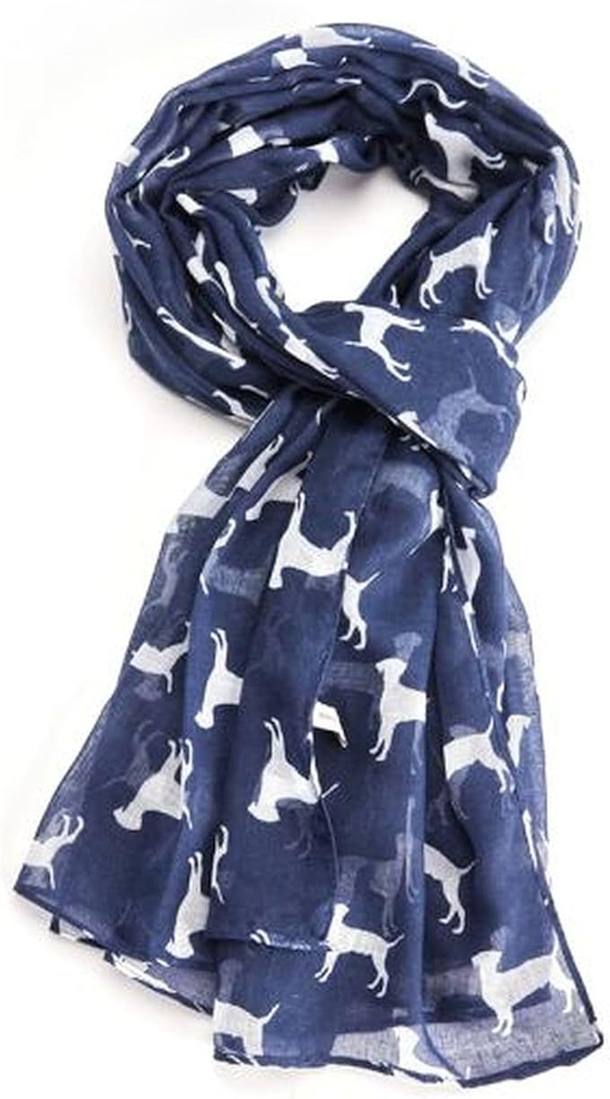 Labrador Retriever Dogs Print Blue Scarf Lightweight
