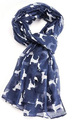 Labrador Retriever Dogs Print Blue Scarf Lightweight