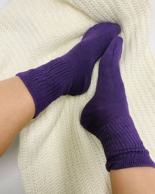 PAMELA MANN Extra Wide Ankle Socks Violet  Swollen Ankles Bamboo Blend