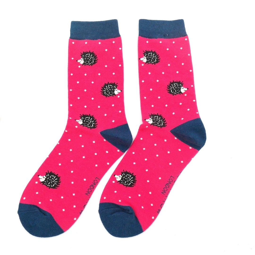 MISS SPARROW Sleepy Hedgehog Socks  Grey Soft Bamboo Blend