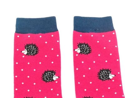 MISS SPARROW Sleepy Hedgehog Socks Grey Soft Bamboo Blend