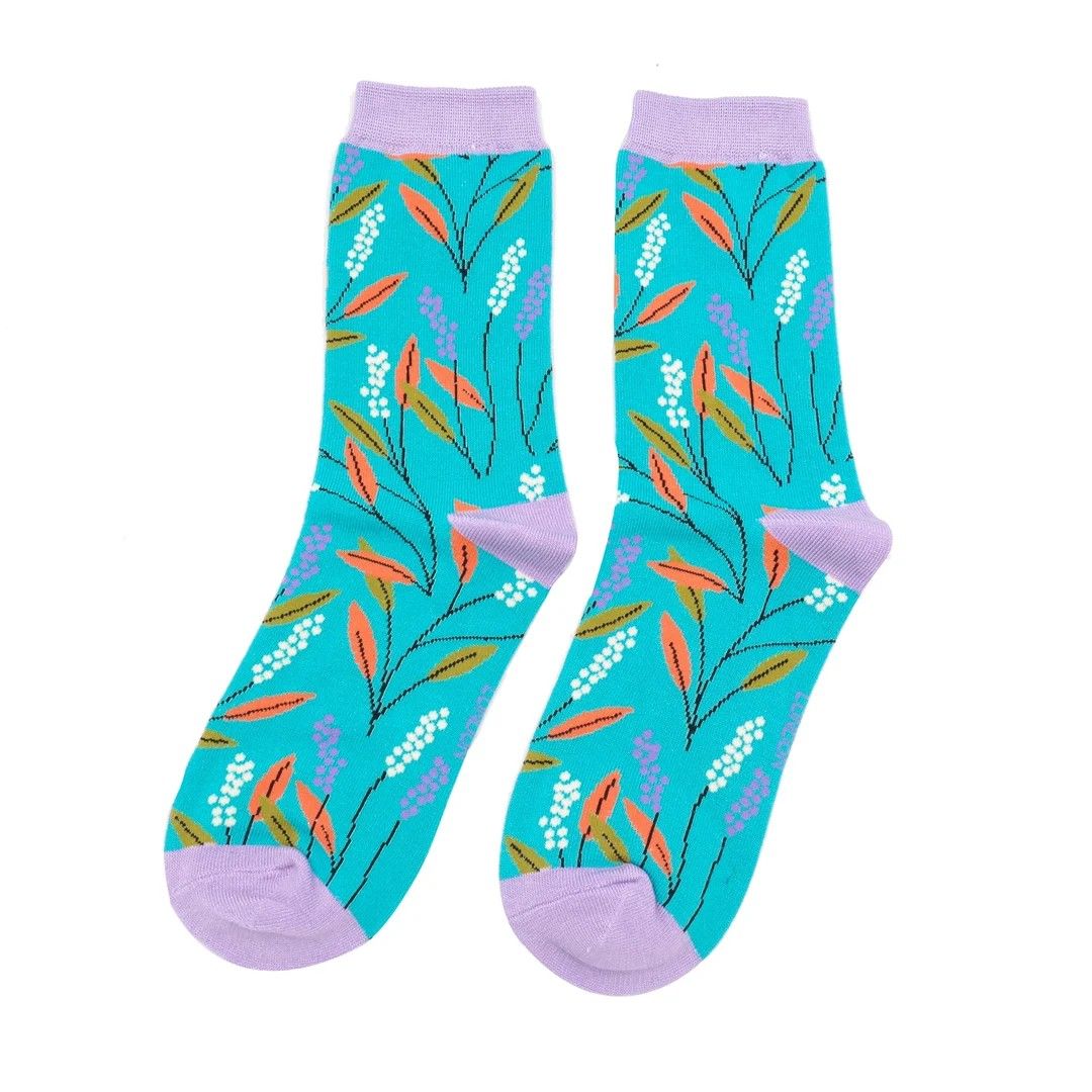 MISS SPARROW Berry Branches Socks Turquoise