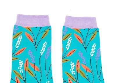MISS SPARROW Berry Branches Socks Turquoise