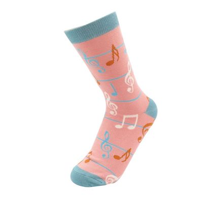 Music Notes Socks Dusky Pink 4 to 7 Bamboo Blend