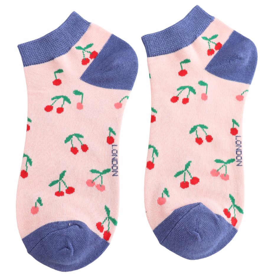 Miss Sparrow Cherries Trainer Socks Pink Miss Sparrow Cherries Trainer Socks Pink