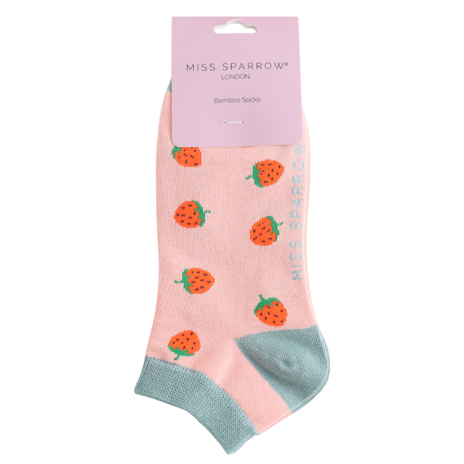 Miss Sparrow Strawberry Trainer Socks Dusky Pink