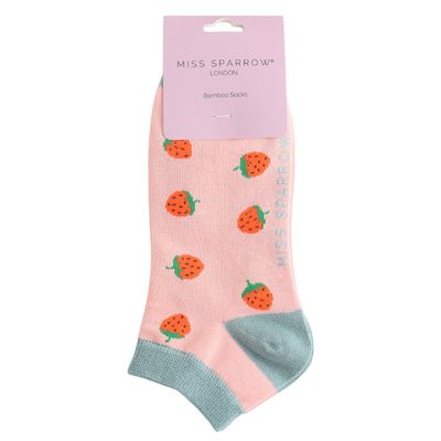 Miss Sparrow Strawberry Trainer Socks Dusky Pink