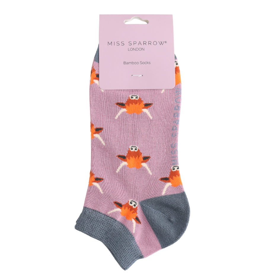 Miss Sparrow  Highland Cow Trainer Socks Mauve