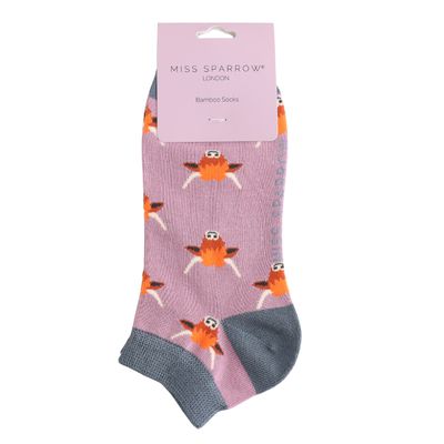Miss Sparrow Highland Cow Trainer Socks Mauve